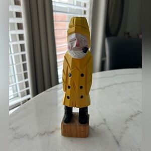 Handcarved Wooden Yellow Fisherman Figurine